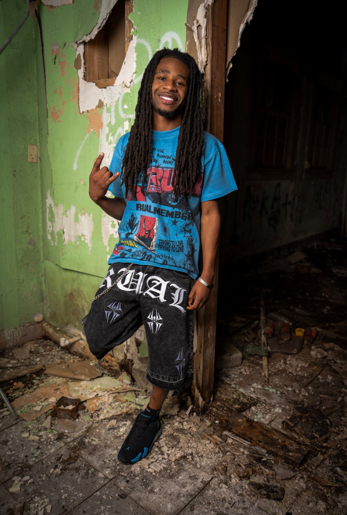 RUAL tee worn by a model