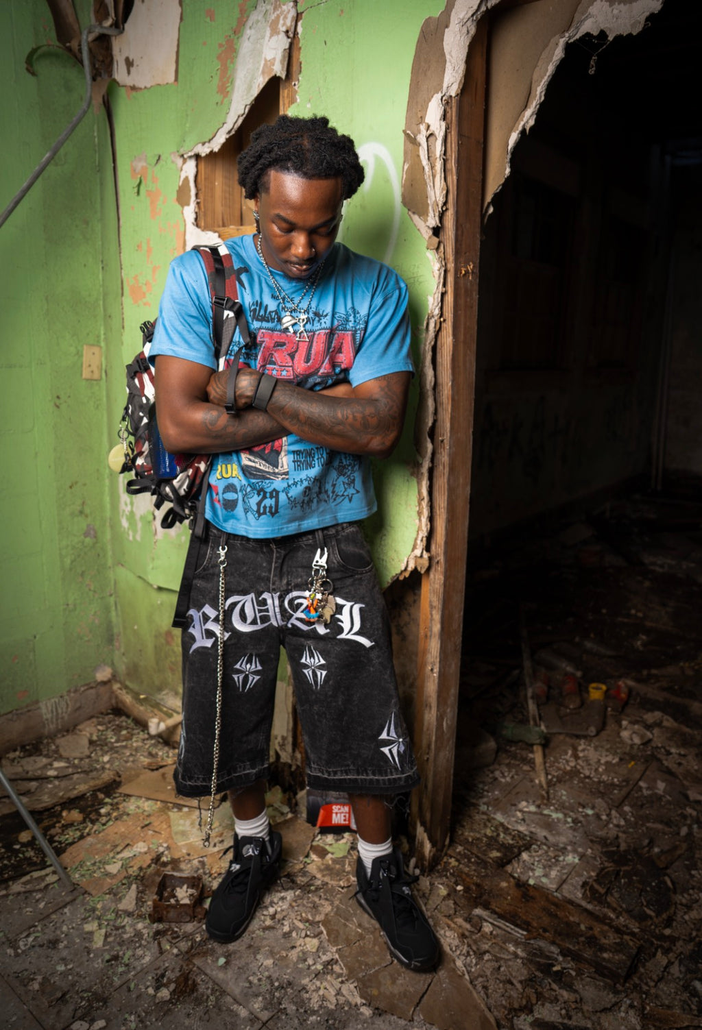 RUAL tee styled by a model